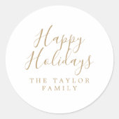 Minimalistisches Gold Happy Holidays Weihnachtsges Runder Aufkleber (Vorderseite)