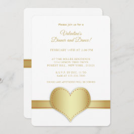 Minimalistisches Gold Herz Gold Strip Valentinstag Einladung