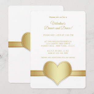 Minimalistisches Gold Herz Gold Strip Valentinstag Einladung