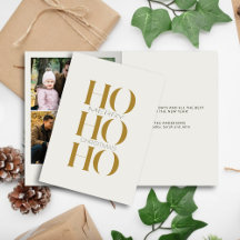 Minimalistisches Gold "HO HO HO" Foto Weihnachten
