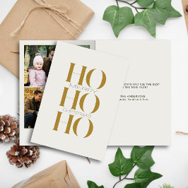 Minimalistisches Gold "HO HO HO" Foto Weihnachten