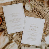 Minimalistisches Gold in einer Hochzeit Einladung