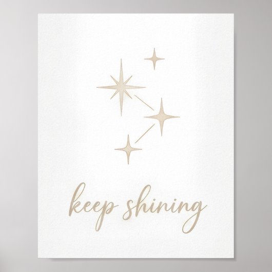 Minimalistisches Gold "Keep Shining" Sternbild Poster (Vorne)