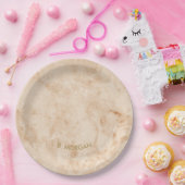 Minimalistisches Gold-Marmor-Monogramm Pappteller (Party)