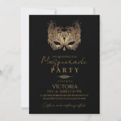 Minimalistisches Gold Masquerade Party Geburtstag Einladung (Vorderseite)
