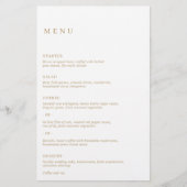 Minimalistisches Gold Modern Wedding Menu (Vorderseite)