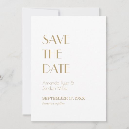 Minimalistisches Gold Moderner Deko Hochzeiten Bac Save The Date (Vorderseite)