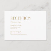 Minimalistisches Gold Modernes Art Deco Empfang De Begleitkarte (Vorderseite)