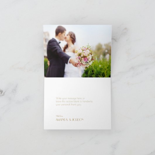 Minimalistisches Gold Modernes Art Deco Hochzeitsf Dankeskarte (Innenseite)