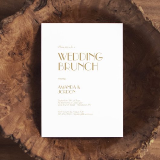 Minimalistisches Gold Modernes Art Deco Hochzeitsf Einladung