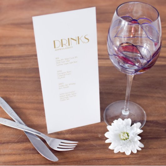 Minimalistisches Gold Modernes Art Déco Menü für H Menükarte