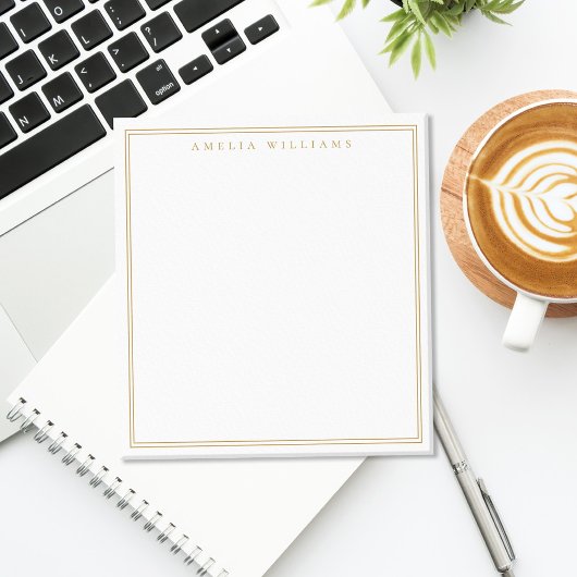 Minimalistisches Gold-Monogramm mit zwei Rändern Notizblock
