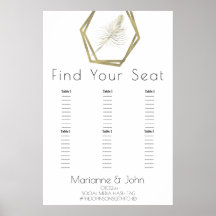 Minimalistisches Gold Palm Leaf Hochzeitsdiagramm