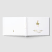 Minimalistisches Gold Personalisiert Monogram Wedd Gästebuch (Voll)