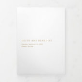 Minimalistisches Gold QR Code Foto Moderne Hochzei Dreifach Gefaltete Einladung (Cover)