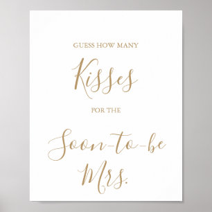 Minimalistisches Gold-Ratespiel-Schild für Küsse Poster