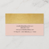 Minimalistisches Gold - rosa Geschäfts-Karte Visitenkarte (Rückseite)