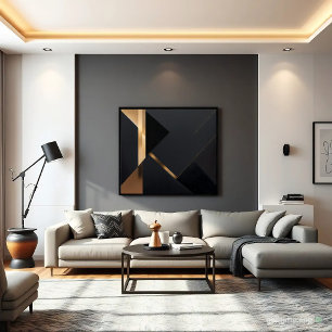 Minimalistisches Gold-Schwarz-Geometrisches Luxus Poster