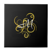 Minimalistisches Gold-Schwarz-Monogramm Fliese (Vorderseite)