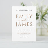 Minimalistisches Gold-Schwarz-Text-QR-Code-Hochzei Save The Date (Stehend Vorderseite)