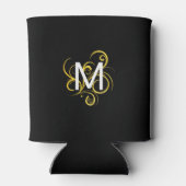 Minimalistisches Gold Schwarz und Weiß Monogram Dosenkühler (Rückseite)