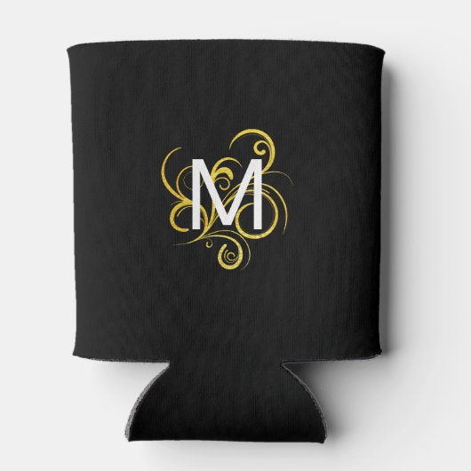 Minimalistisches Gold Schwarz und Weiß Monogram Dosenkühler (Rückseite)