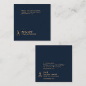 Minimalistisches Gold Scissors Haar-Stylist-Rabatt Quadratische Visitenkarte (Vorne/Hinten)