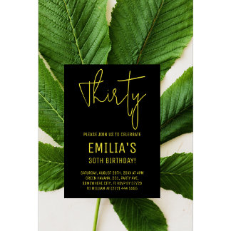 Minimalistisches Gold-Script | 30. Geburtstag Folieneinladung