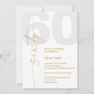 Minimalistisches Gold Script 60. Geburtstag Einladung