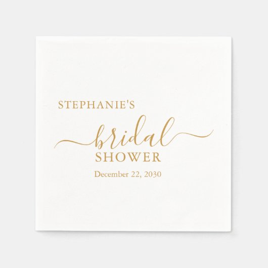 Minimalistisches Gold Script-Brautparty Serviette (Vorderseite)