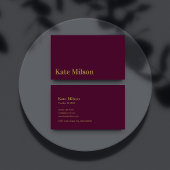 Minimalistisches Gold Script & Burgund Beruflich Visitenkarte