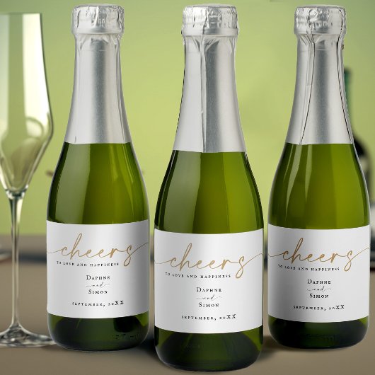 Minimalistisches Gold Script ELLE Mini Frische Pas Schaumweinetikett