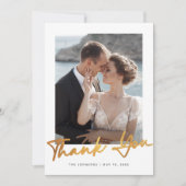 Minimalistisches Gold Script Foto Hochzeit Vielen  Dankeskarte (Vorderseite)