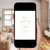 Minimalistisches Gold Script Foto Overlay QR Hochz Einladung