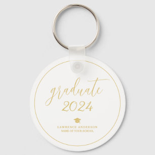 Minimalistisches Gold Script Graduate 2024 Abschlu Schlüsselanhänger