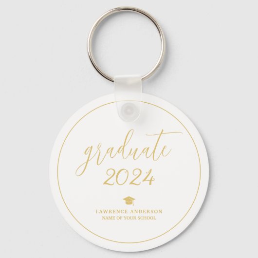 Minimalistisches Gold Script Graduate 2024 Abschlu Schlüsselanhänger (Vorderseite)