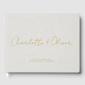 Minimalistisches Gold Script Personalisiert Weddin Gästebuch (Vorderseite)