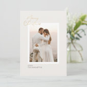 Minimalistisches Gold Script Single Foto Weihnacht Einladung (Stehend Vorderseite)