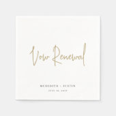 Minimalistisches Gold Script Vow Renewal Party Serviette (Vorderseite)