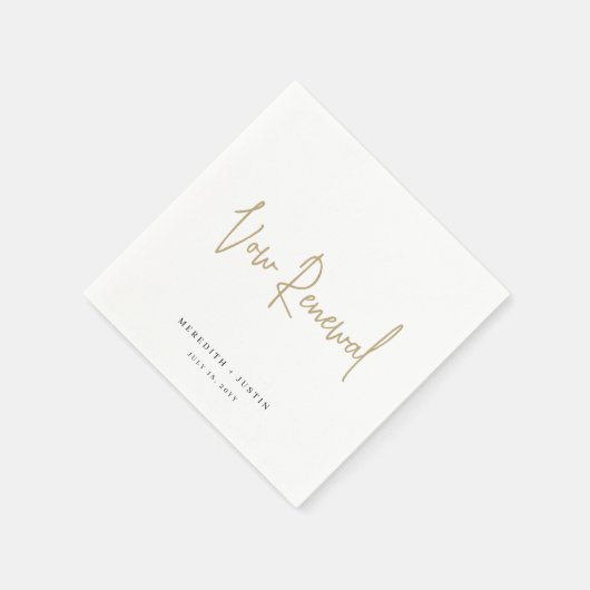 Minimalistisches Gold Script Vow Renewal Party Serviette (Ecke)