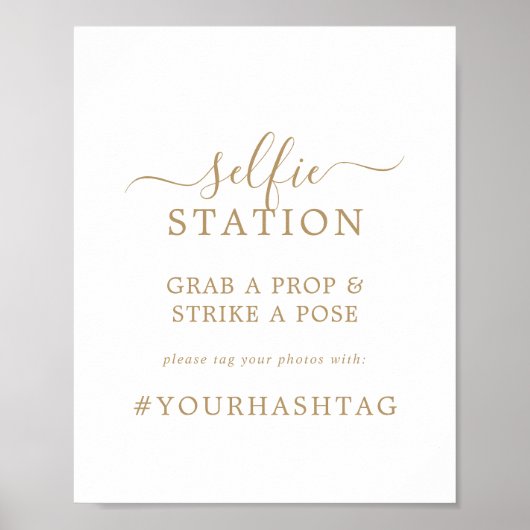 Minimalistisches Gold Selfie Station Wedding Sign Poster (Vorne)