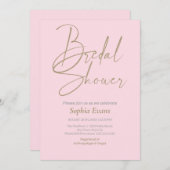Minimalistisches Gold Silber Soft Pink Brautparty Einladung (Vorne/Hinten)