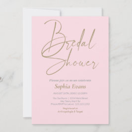 Minimalistisches Gold Silber Soft Pink Brautparty Einladung