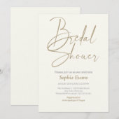 Minimalistisches Gold Silver White Creme Brautpart Einladung (Vorne/Hinten)