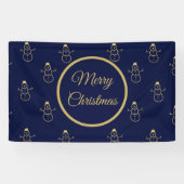 Minimalistisches Gold Snowman Weihnachten Weihnach Banner (Horizontal)