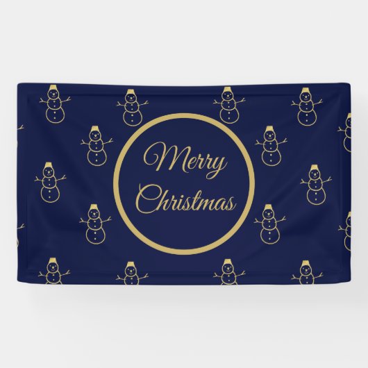 Minimalistisches Gold Snowman Weihnachten Weihnach Banner (Horizontal)