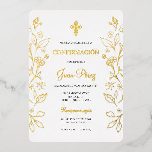 Minimalistisches Gold Spanische Bestätigung Folieneinladung