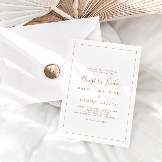 Minimalistisches Gold Spanische Nuestra Boda Einladung
