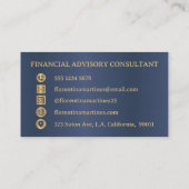 Minimalistisches Gold und Blau modern beruflich Visitenkarte (Rückseite)