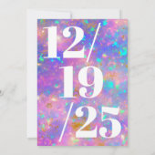 Minimalistisches Gold und Opal fett rosa Chic Wedd Einladung (Rückseite)